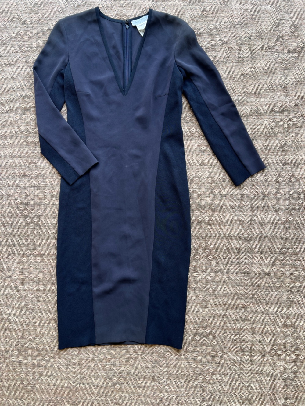 Max Mara Navy Blue Tailored Sheath Dress Womens‎ Small (2/4) Minimalist